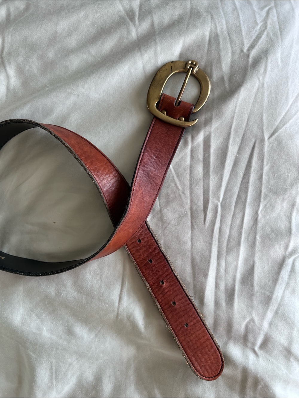 Etienne Aigner women's leather belt with brass buckle
